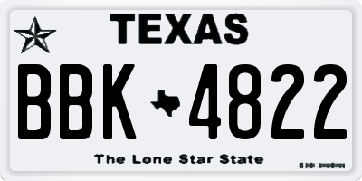 TX license plate BBK4822