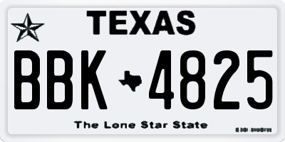 TX license plate BBK4825