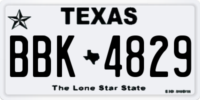 TX license plate BBK4829