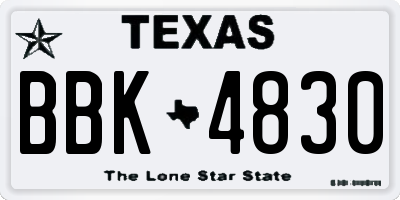 TX license plate BBK4830