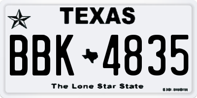TX license plate BBK4835