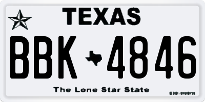 TX license plate BBK4846