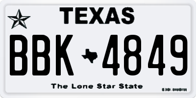 TX license plate BBK4849