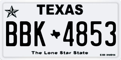 TX license plate BBK4853