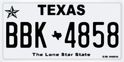TX license plate BBK4858