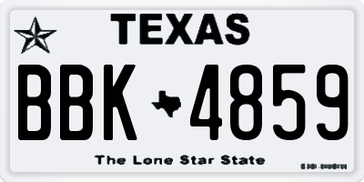 TX license plate BBK4859