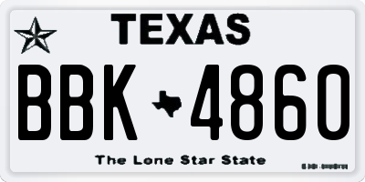 TX license plate BBK4860
