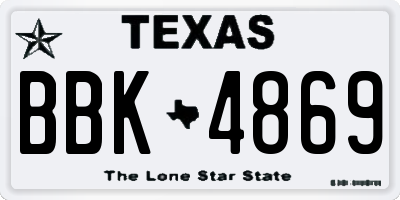 TX license plate BBK4869