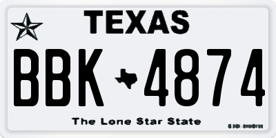 TX license plate BBK4874