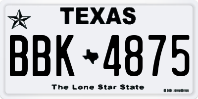 TX license plate BBK4875