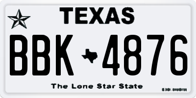 TX license plate BBK4876