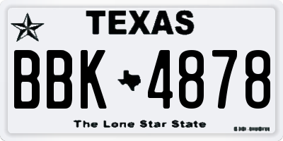 TX license plate BBK4878