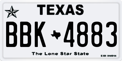 TX license plate BBK4883