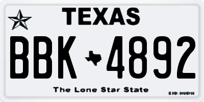 TX license plate BBK4892