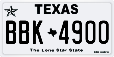 TX license plate BBK4900