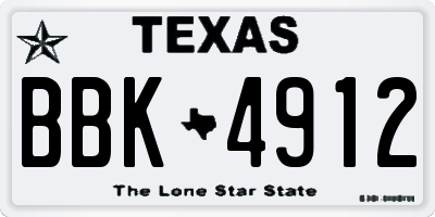 TX license plate BBK4912