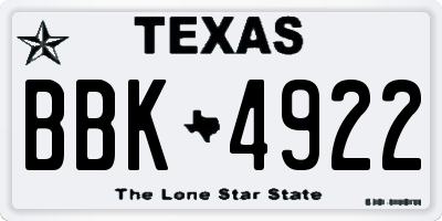 TX license plate BBK4922