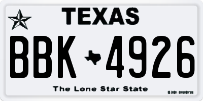TX license plate BBK4926