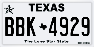 TX license plate BBK4929