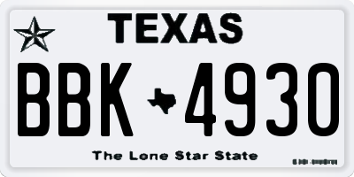 TX license plate BBK4930