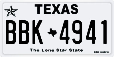 TX license plate BBK4941