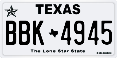 TX license plate BBK4945