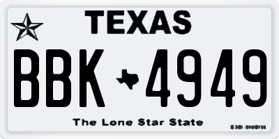 TX license plate BBK4949