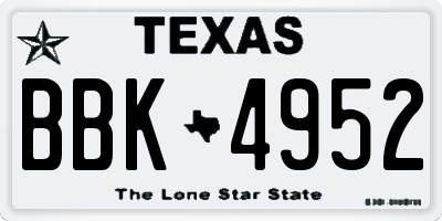 TX license plate BBK4952