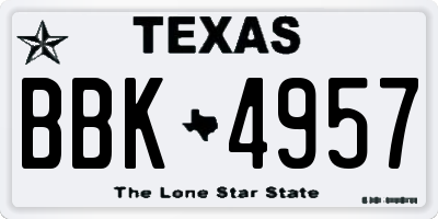TX license plate BBK4957