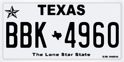 TX license plate BBK4960