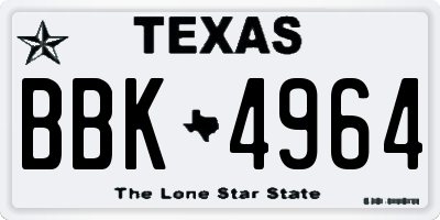TX license plate BBK4964