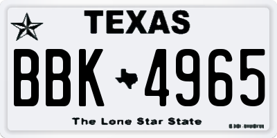 TX license plate BBK4965