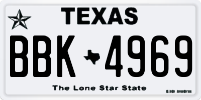 TX license plate BBK4969