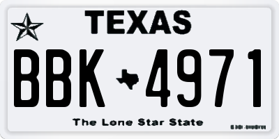 TX license plate BBK4971