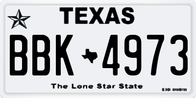 TX license plate BBK4973