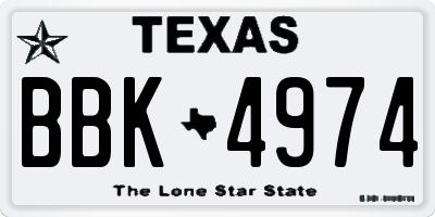 TX license plate BBK4974