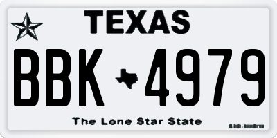 TX license plate BBK4979