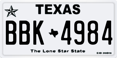 TX license plate BBK4984