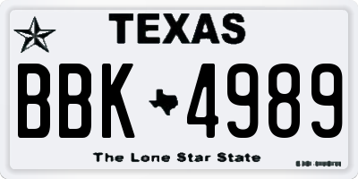 TX license plate BBK4989