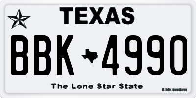 TX license plate BBK4990