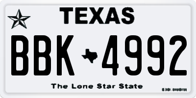 TX license plate BBK4992