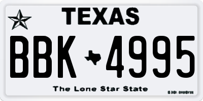 TX license plate BBK4995