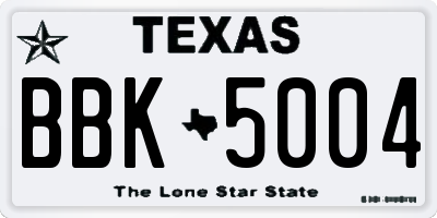 TX license plate BBK5004