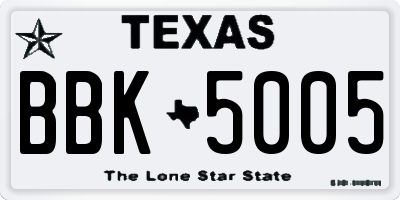 TX license plate BBK5005