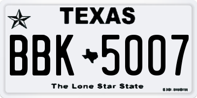 TX license plate BBK5007