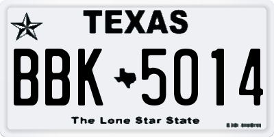 TX license plate BBK5014