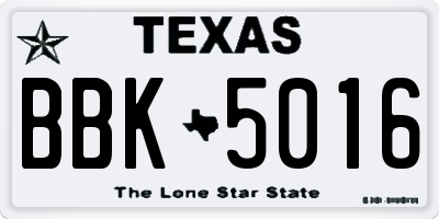 TX license plate BBK5016