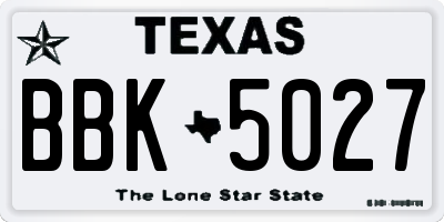 TX license plate BBK5027