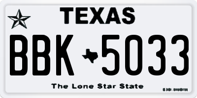 TX license plate BBK5033