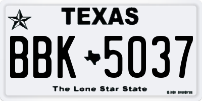 TX license plate BBK5037